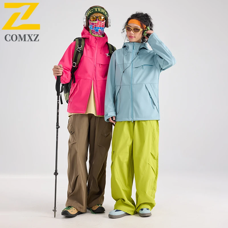 

2025 Couple Softshell Jacket Fleece-Lined Windproof Waterproof Breathable Hiking Coat Outdoor Warm Winter Sports Wear Outerwear