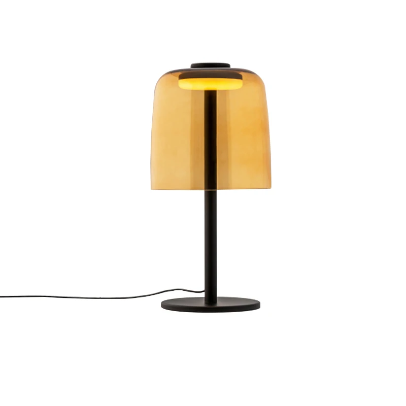 Minimalist Easy Installation Desk Light Decor Nightstand Office Clear Glass Lampa Amber Glass Mushroom Table Lamp Luxury