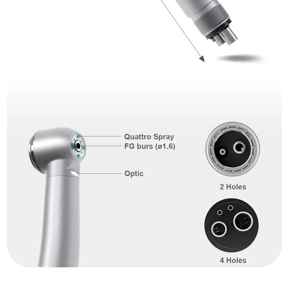 Dental High Speed Hand Piece LED Self-Luminous Air Turbine Handpiece 2 Holes 4 Holes Dentist Chair Parts Small Head M500LG