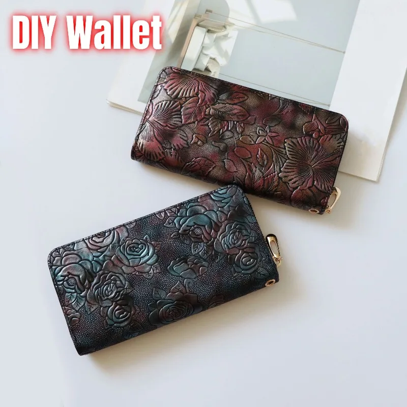 Metal Color Retro Gradient Flower Leather Material Patch Non-adhesive Artificial Leather Handmade Sewing Wallets Bags Earrings