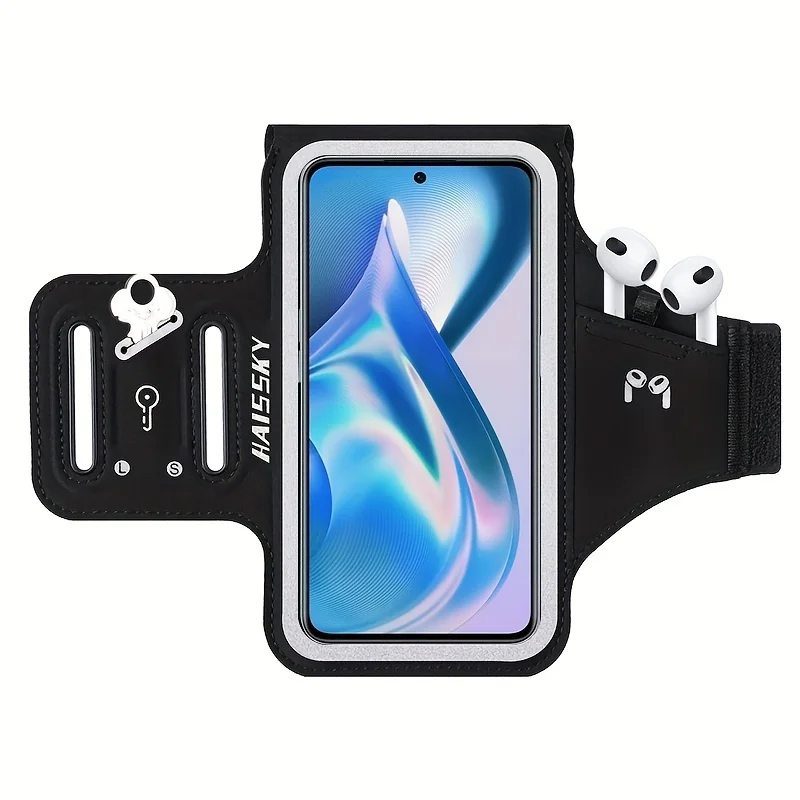 HAISSKY Kopfhörerhalter Laufsportarmband für iPhone 17 16 15 14 Pro Max 14 Plus 13 12 11 Workout-Armtasche für Samsung Xiaomi