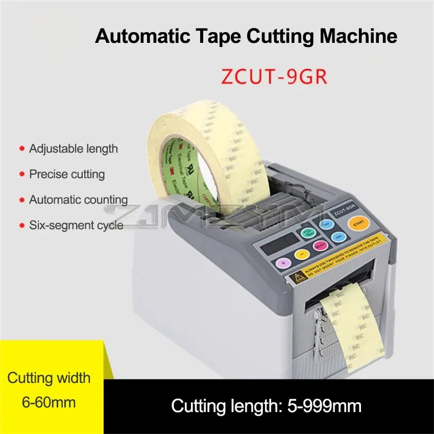 6-60mm Width Automatic Electric Adhesive Tape Dispenser Cutter Cutting Machine Vinyl Fiber Foil Tape Slitting Machine ZCUT-9GR