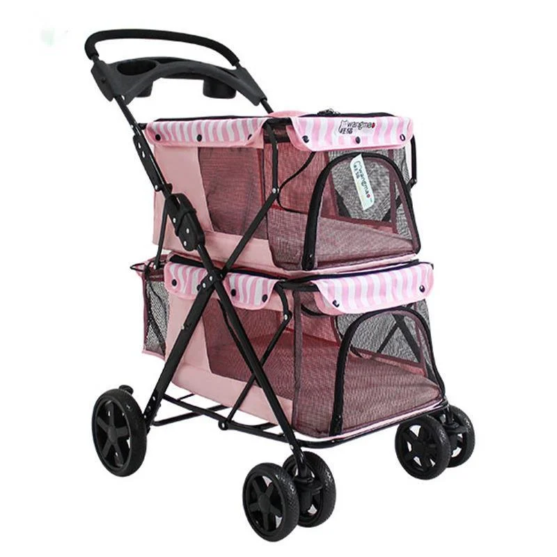 

Pet Stroller for 2 Dogs cat with Large Space Four-wheeled Double Dog cat Strollers Outdoor Travel