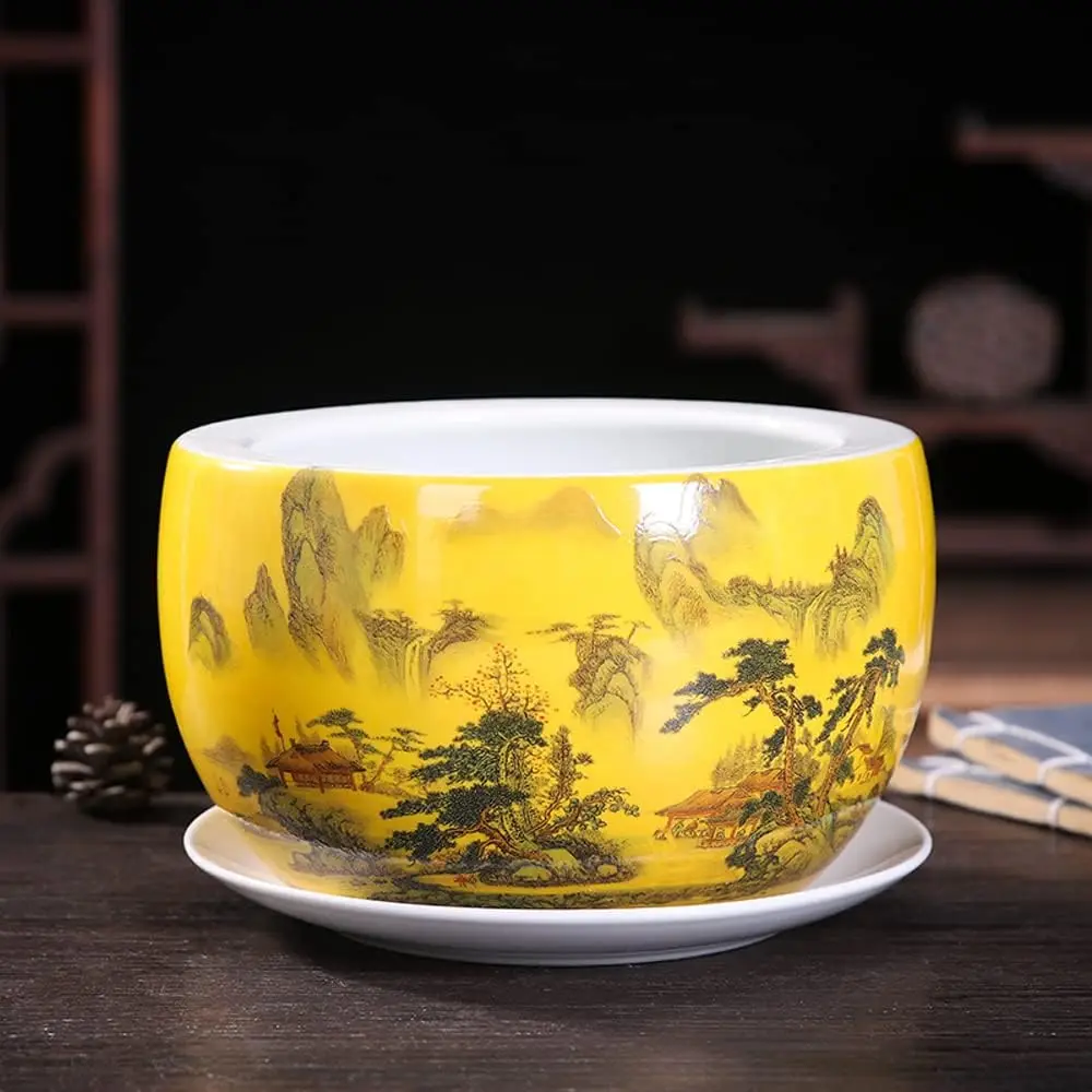 Hand Painted Ceramic Plants China Style Flower Pot Indoor Outdoor Garden Use with Drip Tray Vase Classical Flower Pot Specialty