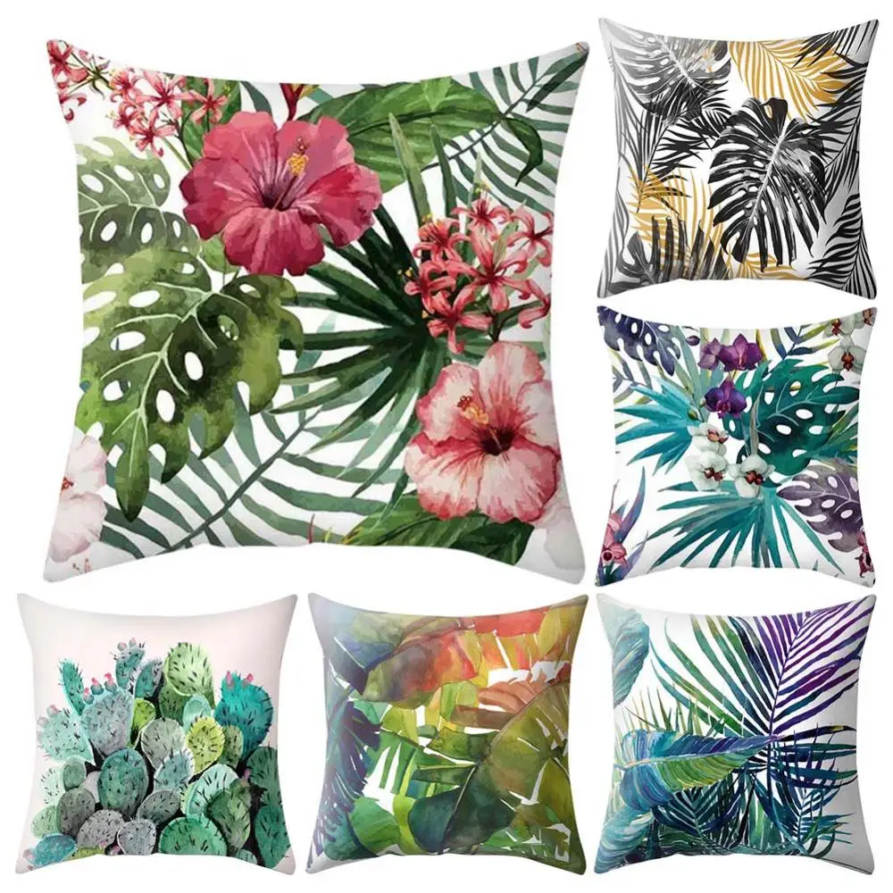 45cm Flower Tropical Plant Leaf Cactus Throw Pillow Case Cushion Cover Sofa Bed Car Decor