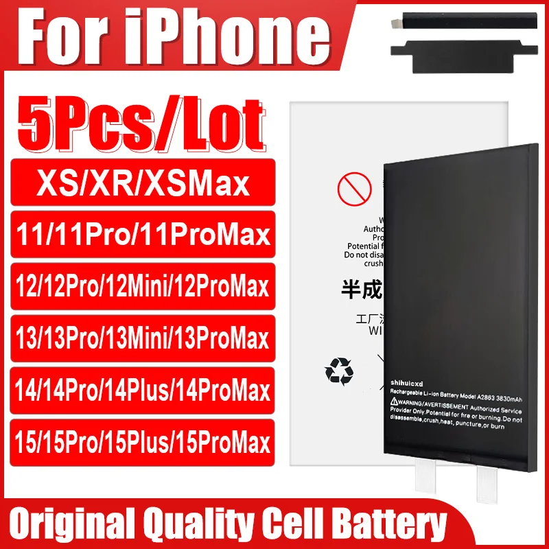 

5 шт./лот, аккумулятор без гибкого аккумулятора для iPhone 13 14 15 11 12 Pro Max X XS XR 12, аккумулятор для мини-телефона, замена нужен пайки, плата BMS