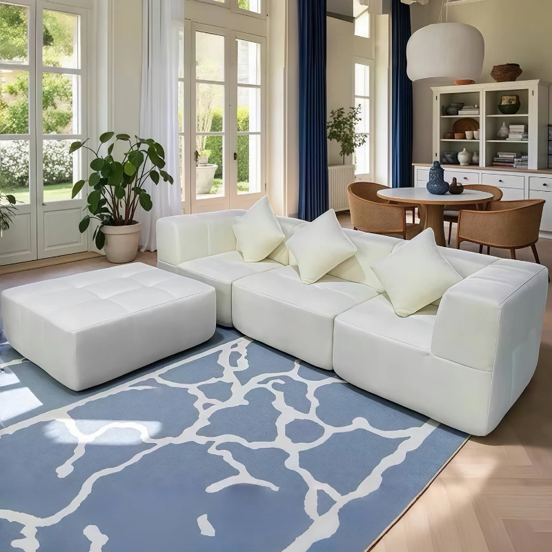 

comfortable living room sofas cream style marshmallow vacuum compression aesthetic sofa bed sofás para salón furniture home