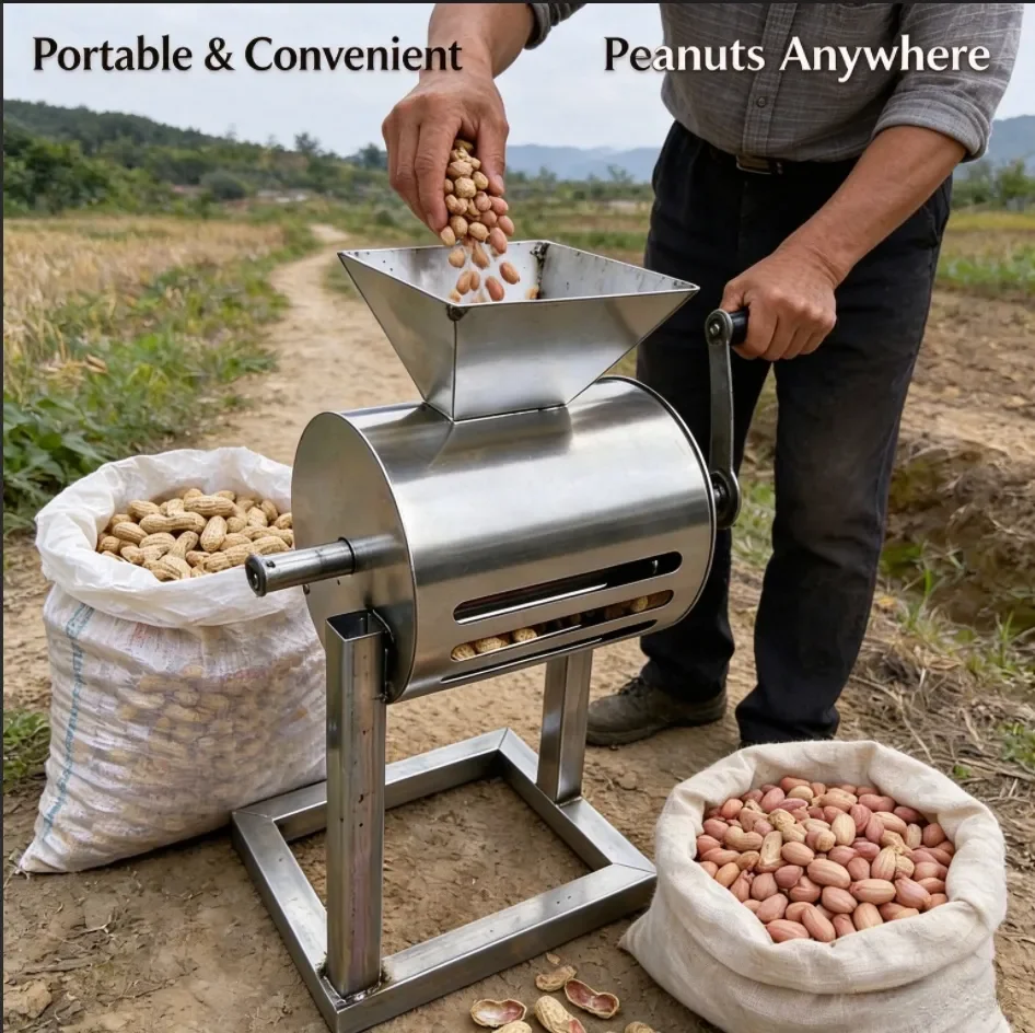 Portable Hand Crank Peanut Huller, Manual Groundnut Sheller, Easy Operation Low Cost Small Farm Peanut Shell Remover