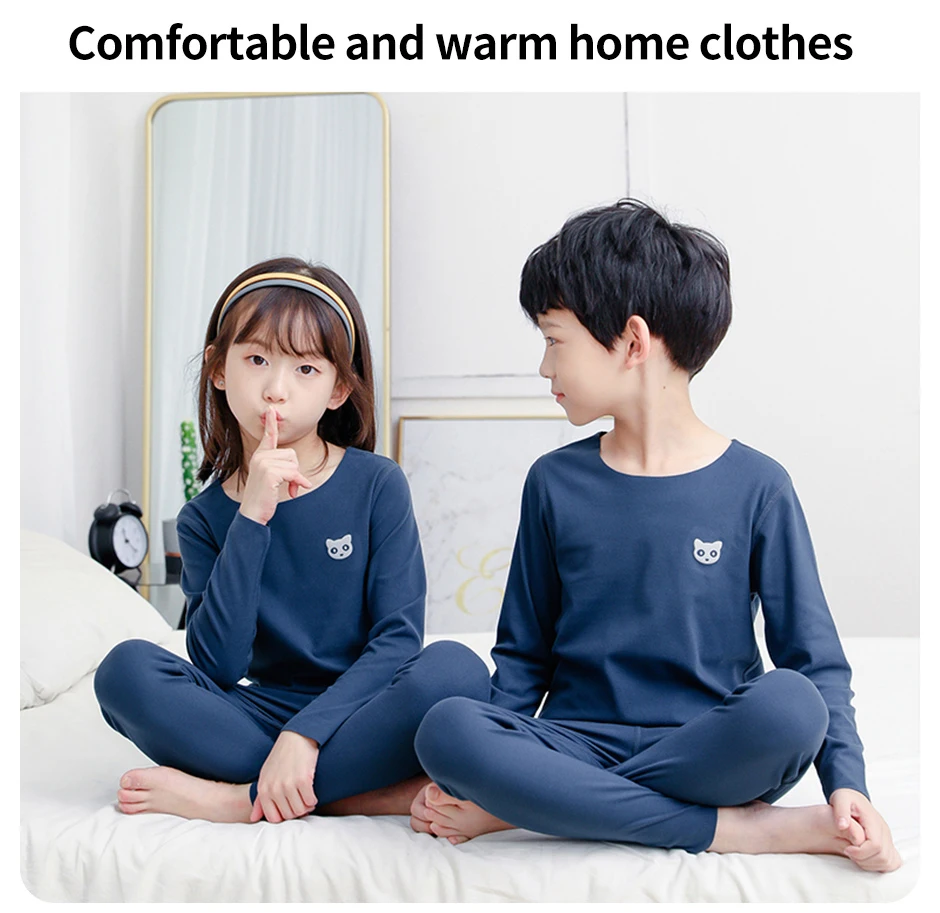 Kinder S Thermo-Unterwäsche Jungen Herbst Kleidung und Hosen Anzug Mädchen Unterhemd – Detail 7