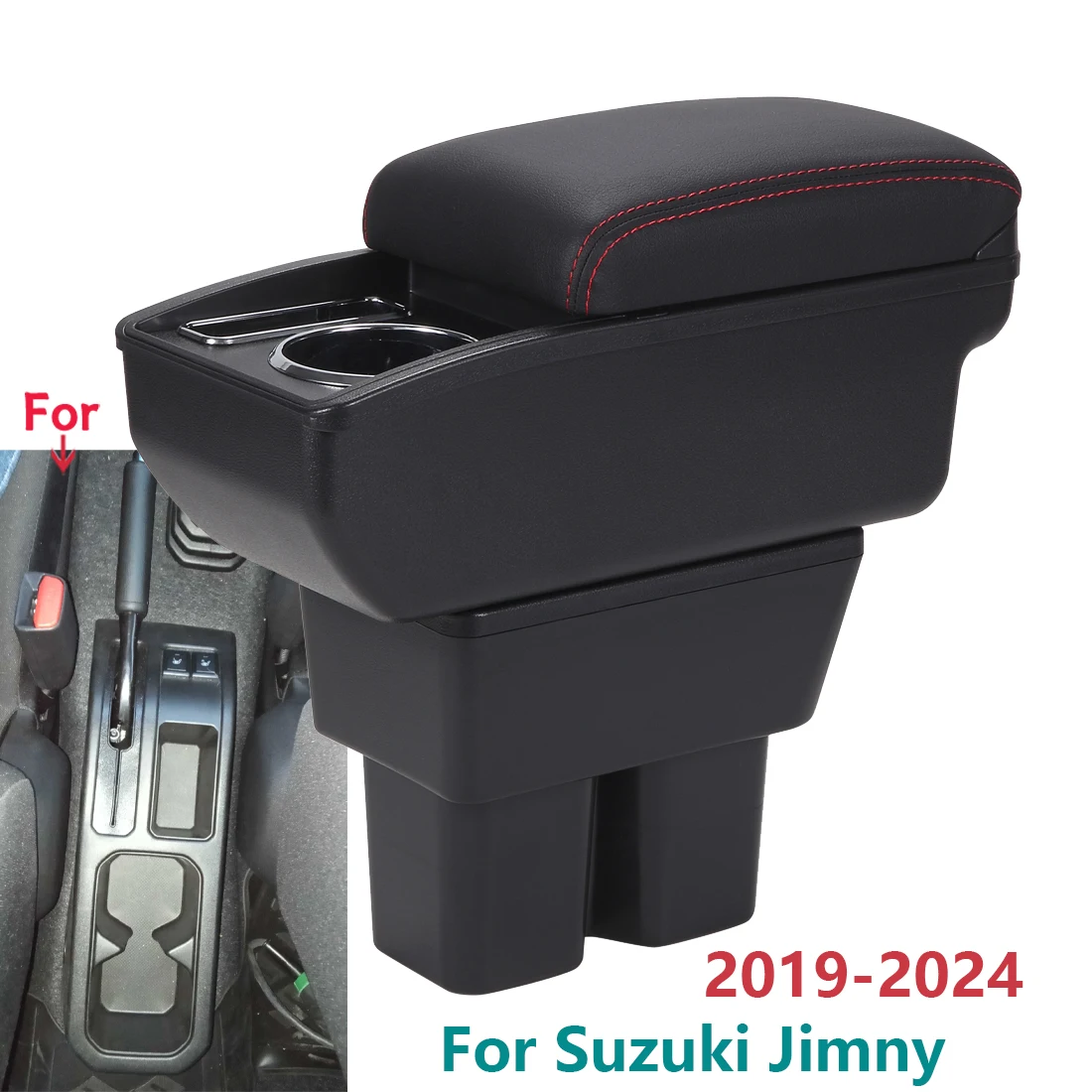 スズキジムニー用カーアームレストボックスjb74収納ボックスカップホルダー改造インテリアアクセサリー2019-2024