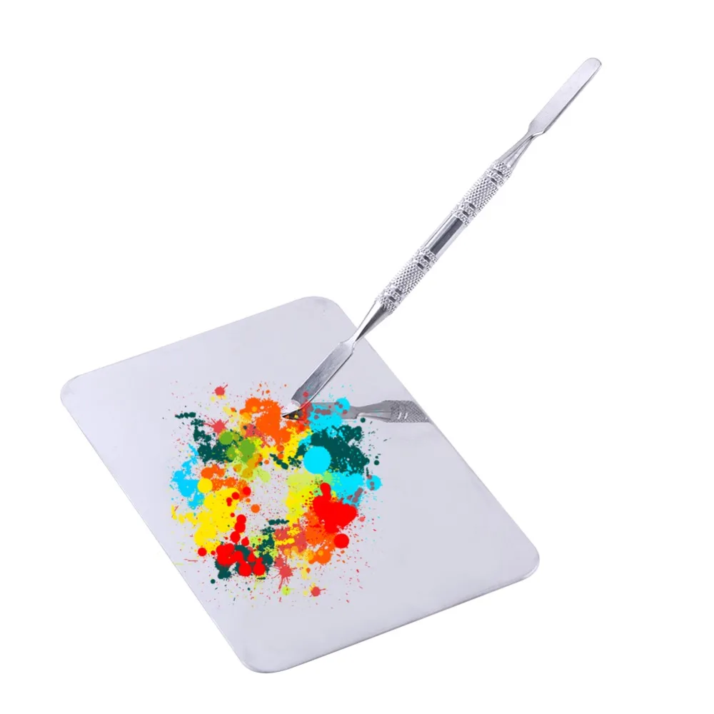 2pcs Small Size Makeup Mixing Palette Rectangle Comes with Spatula Cosmetic Color Mixing Tool Smooth Surface
