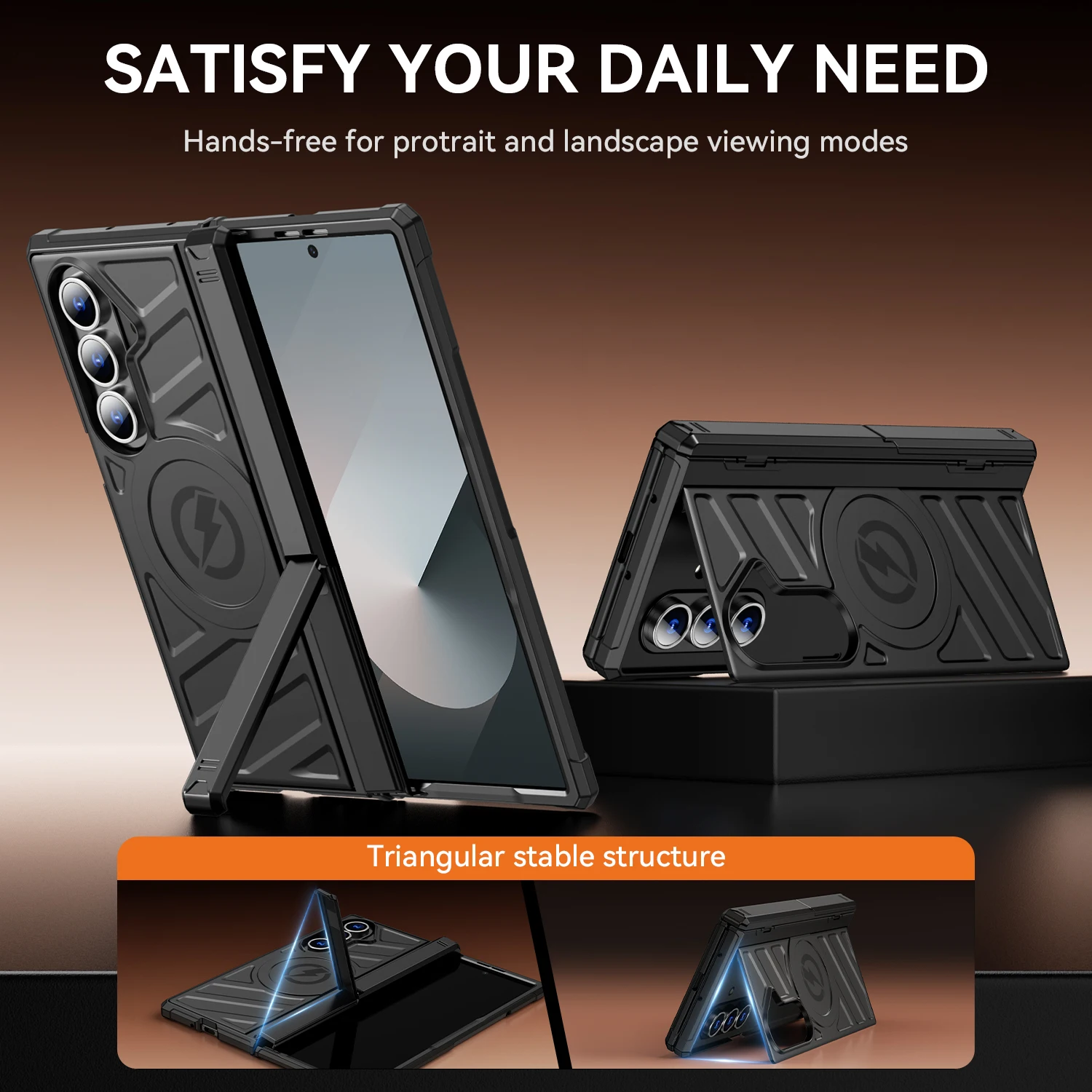 For Samsung Galaxy Z Fold 7 Case Hinge Protection Case With Screen Protector Magsafe Magnetic Ring Wireless Charging Cover
