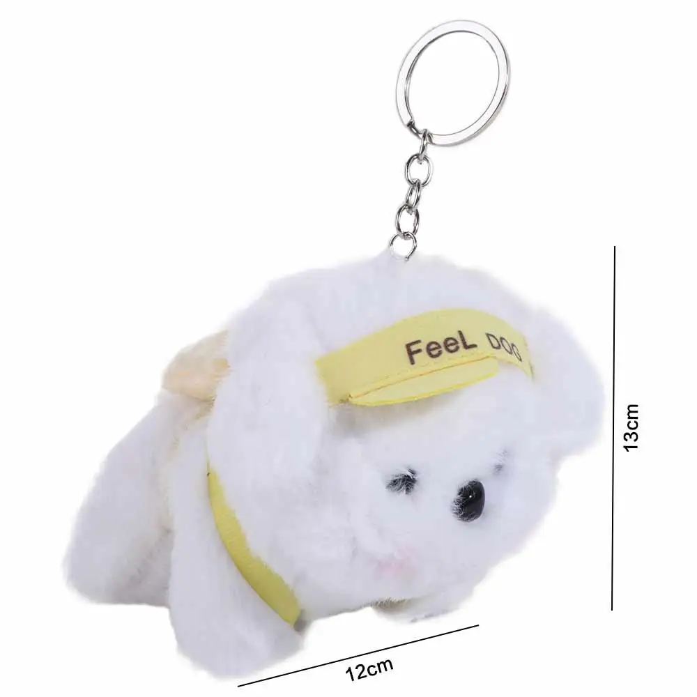 Portachiavi per bambola di cucciolo di peluche in cotone PP Collezione di bambole di peluche Ciondolo di animali di peluche Portachiavi di peluche per cani con ciondoli morbidi