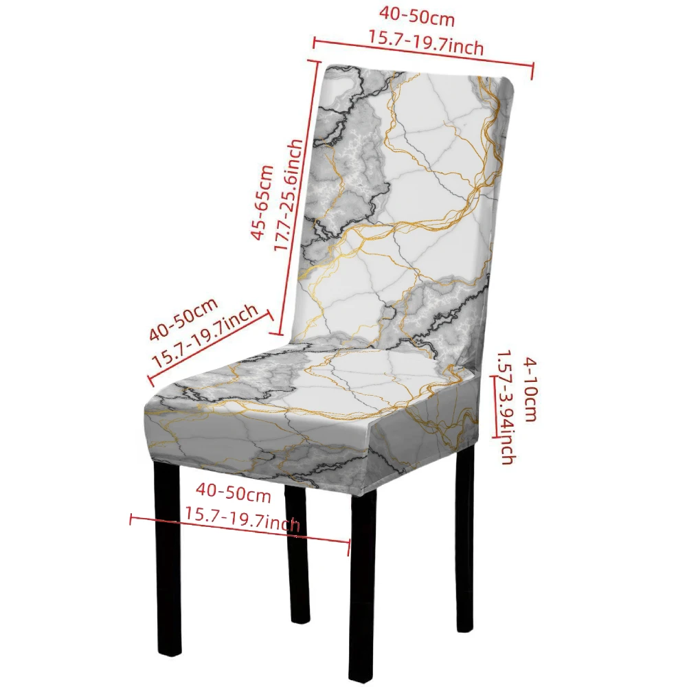 Highly Stretchable Restaurant Chair Covers Marble Geometric Pattern Removable Furniture Protective Covers For Hotels Home Decor