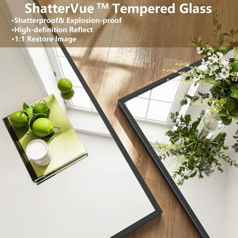 Ganzkörperspiegel mit Aluminiumrahmen, 71 x 26 Zoll, freistehend oder an der Wand montierbar, ideal für Zuhause und Ankleidezimmer