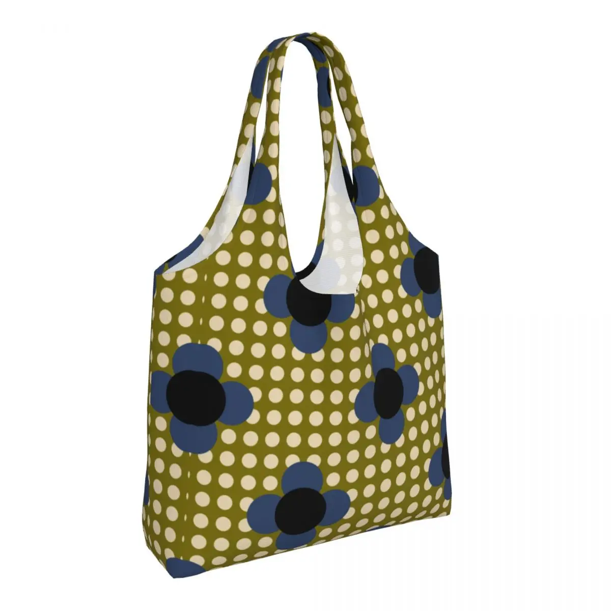 Custom Funny Print Orla Kiely Prints Polkadot Olive Flower Tote Shopping Bags Durable Canvas Shopper Shoulder Photograph Handbag