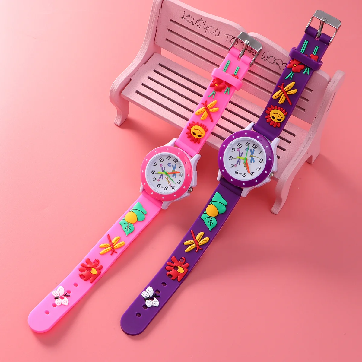 2 قطعة ساعة معصم ثلاثية الأبعاد ثلاثية الأبعاد للرسوم المتحركة الإبداعية المطبوعة ساعة مقاومة للماء هدية للطلاب اليعسوب #2