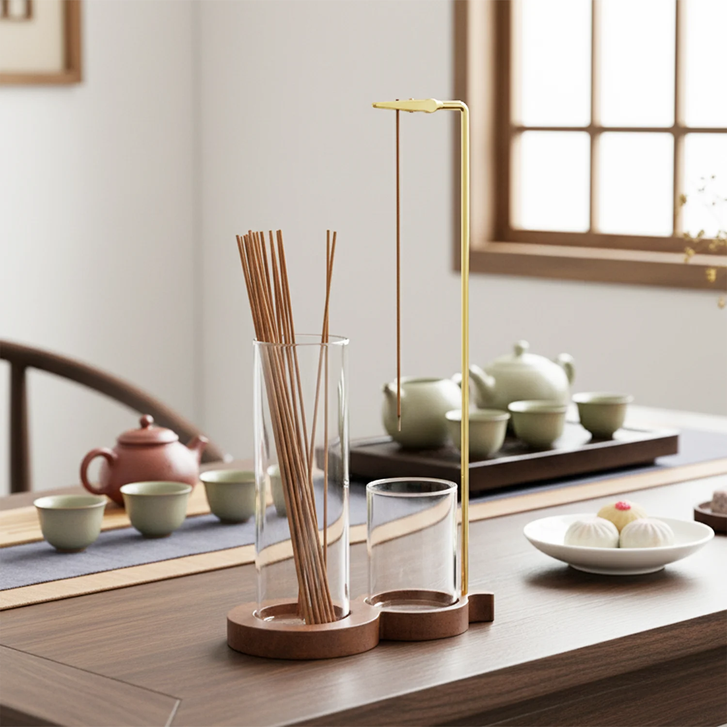 2 in 1 Glass Incense Holder Anti-Ash Incense Burner with Removable Ash Catcher and Incense Storage for Yoga Meditation Spa