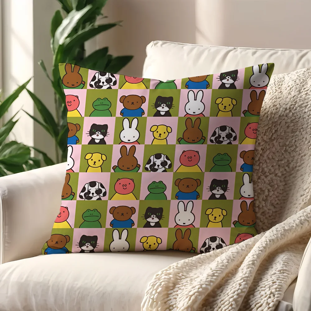 Cartoon Cute M-Miffy Rabbit Moon Cushion Cover Decoration Room Car Home Office Coffee Pillow Sofa Printing Nordic Simplicity Hit