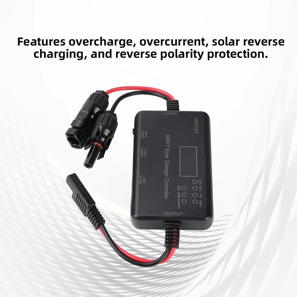 12V 10A MPPT Solarpanel-Laderegler mit Typ-C- und USB-Ausgang, entwickelt für AGM- und LiFePO4-Batterien – Detail 8