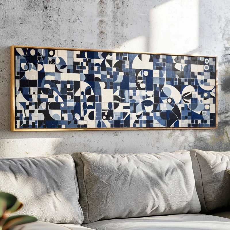 

Mid Century Modern Wall Canvas Art Unframed Geometric Modern Home Decor, Above Bed Decor - Boho Wall Art - Large Wide Wall Art