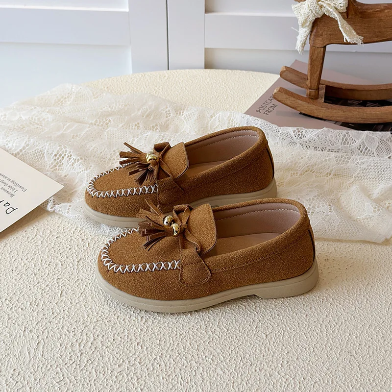 

Fashion Girls Tassel Loafer Shoes Summer Boy New Kids Trendy Casual Bean Flats Shoes Size 21-35