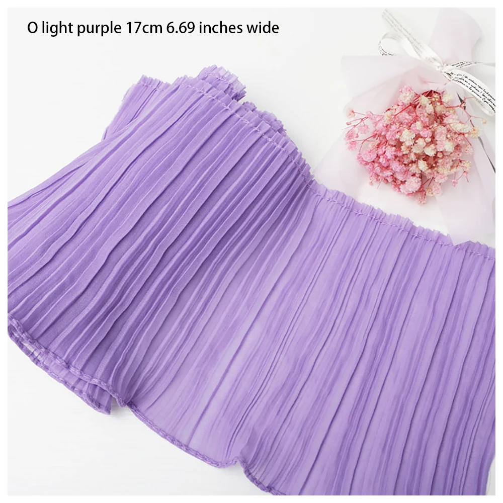 Pleat Lace Trim 3 Meters Ruffled Crumple Chiffon Pleated Fabric Ribbon Cuff Collar Dress Skirt Clothing Sewing Materials M23F1