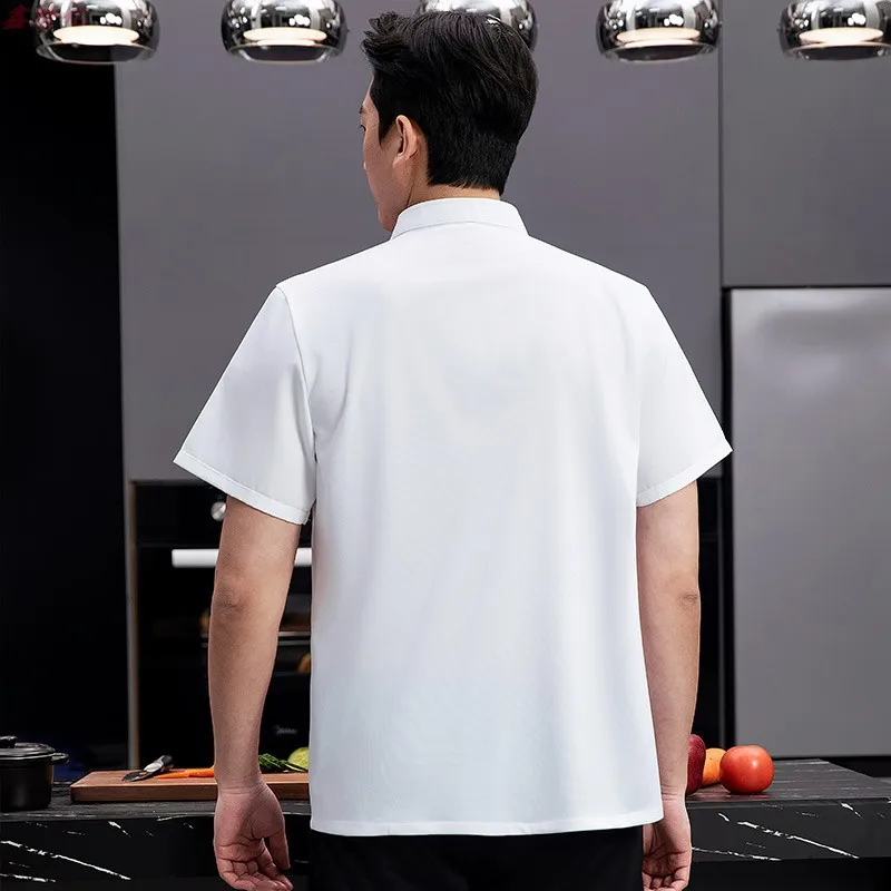 Chaqueta de Chef de manga corta de malla fina y transpirable de verano para Catering, Hotel, restaurante, cantina, pastelería, panadero, ropa de trabajo, ropa de cocina