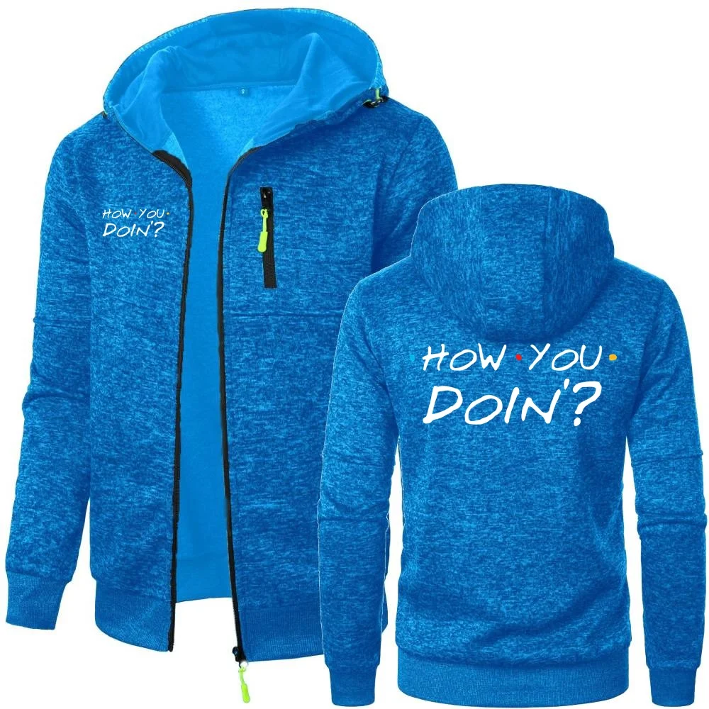 Fashion HOW YOU DOIN Men's Hooded Outwear Outdoor Windproof Hiking Expedition Tracksuit Coat Warm Fleece Hoodies Sweatshirt