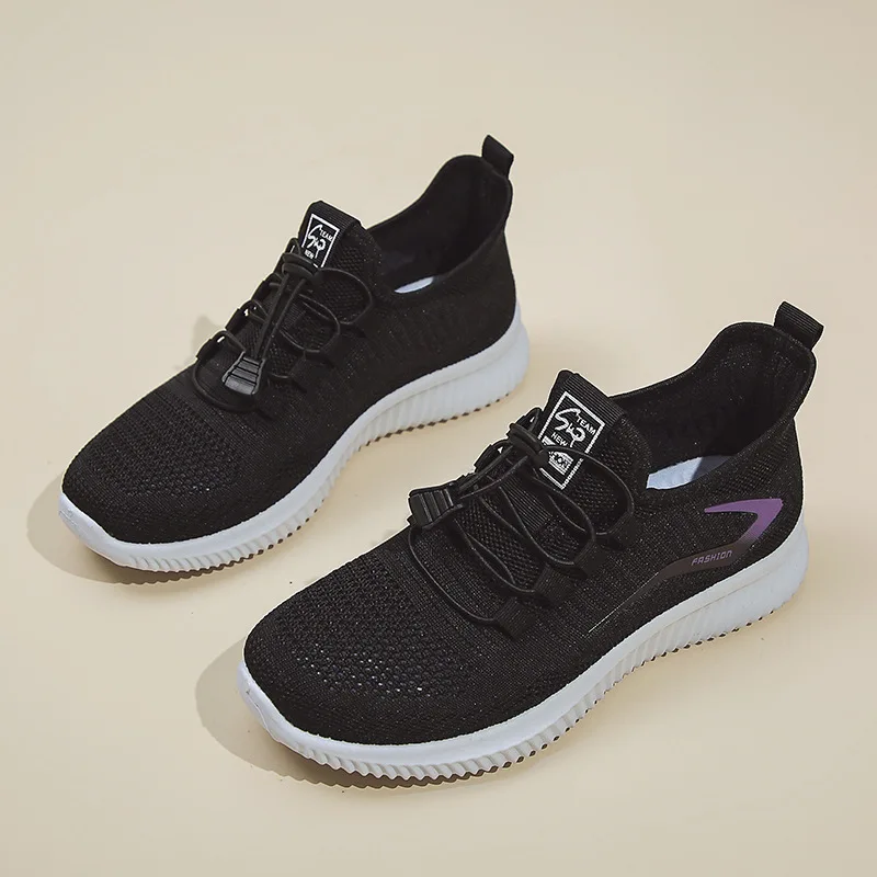 2024 new casual fashion running shoes knitted breathable women's shoes soft sole trend sports shoes