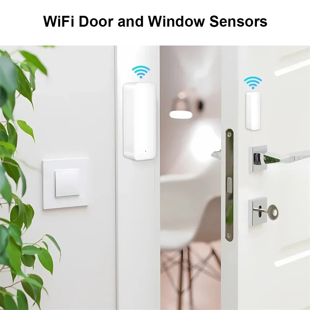 2Pcs Tuya WiFi Smart Door Sensor Smart Home Door Open/Closed Detectors Window Sensor APP Voice Control With Google Home Alexa