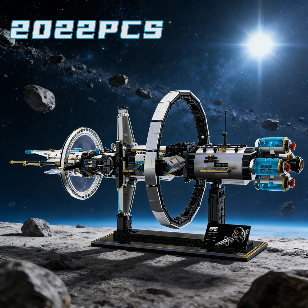 

Space Exploration Bricks Model Electric Space Station Building Blocks with LED Light MOC Desktop Display Gifts for Adult Kids