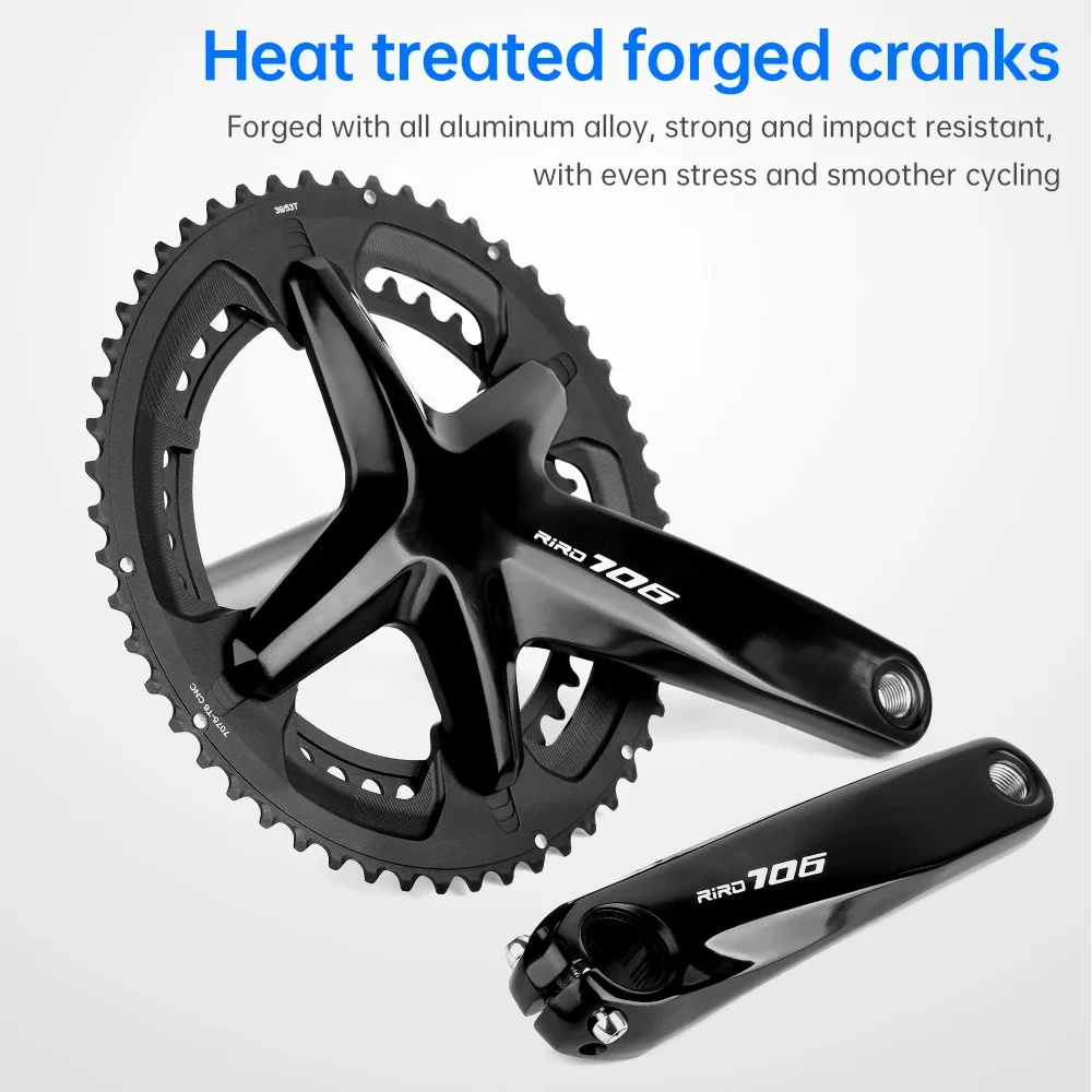 RIRO 706 Road Bike Intergrated Crankset 110BCD 170mm  50-34T/53-39TDouble Chainrings Sprockets Hollow Road Bicycle Chainwheel