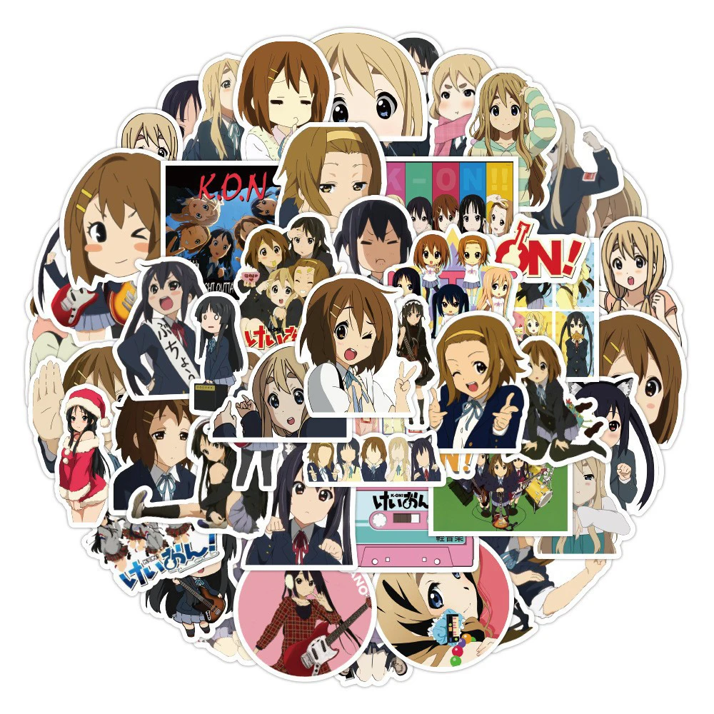 10/30/60pcs Kawaii Hirasawa Yui K-On Kon Stickers Kotobuki Tsumugi Akiyama Mio Sticker Guitar Luggage Laptop Tainaka Ritsu Decal