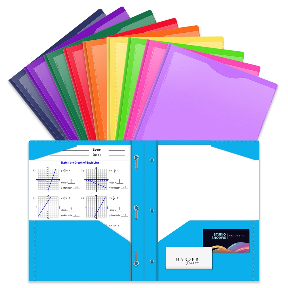 

Heavy Duty Plastic Pocket Folder with Prongs for Letter Size Paper 8.5*11" Letter Size Paper Document Organizers 2024 New
