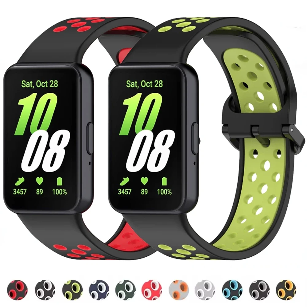Correa de Silicona de Dos Colores para Samsung Galaxy Fit 3, Brazalete para Reloj, Correa Transpirable para Samsung Galaxy Fit 3, Accesorios
