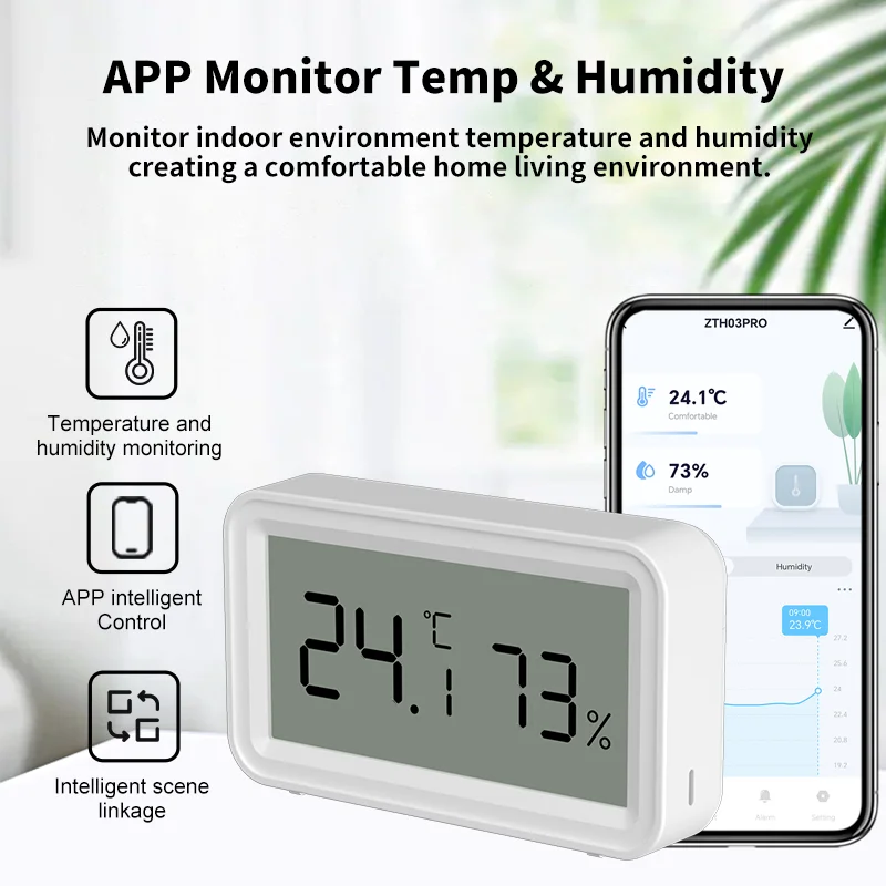 Tuya Zigbee 3.0 Temperature Humidity Sensor Home Automation Remote Connect Thermometer Work With Smart Life Alexa Google Home