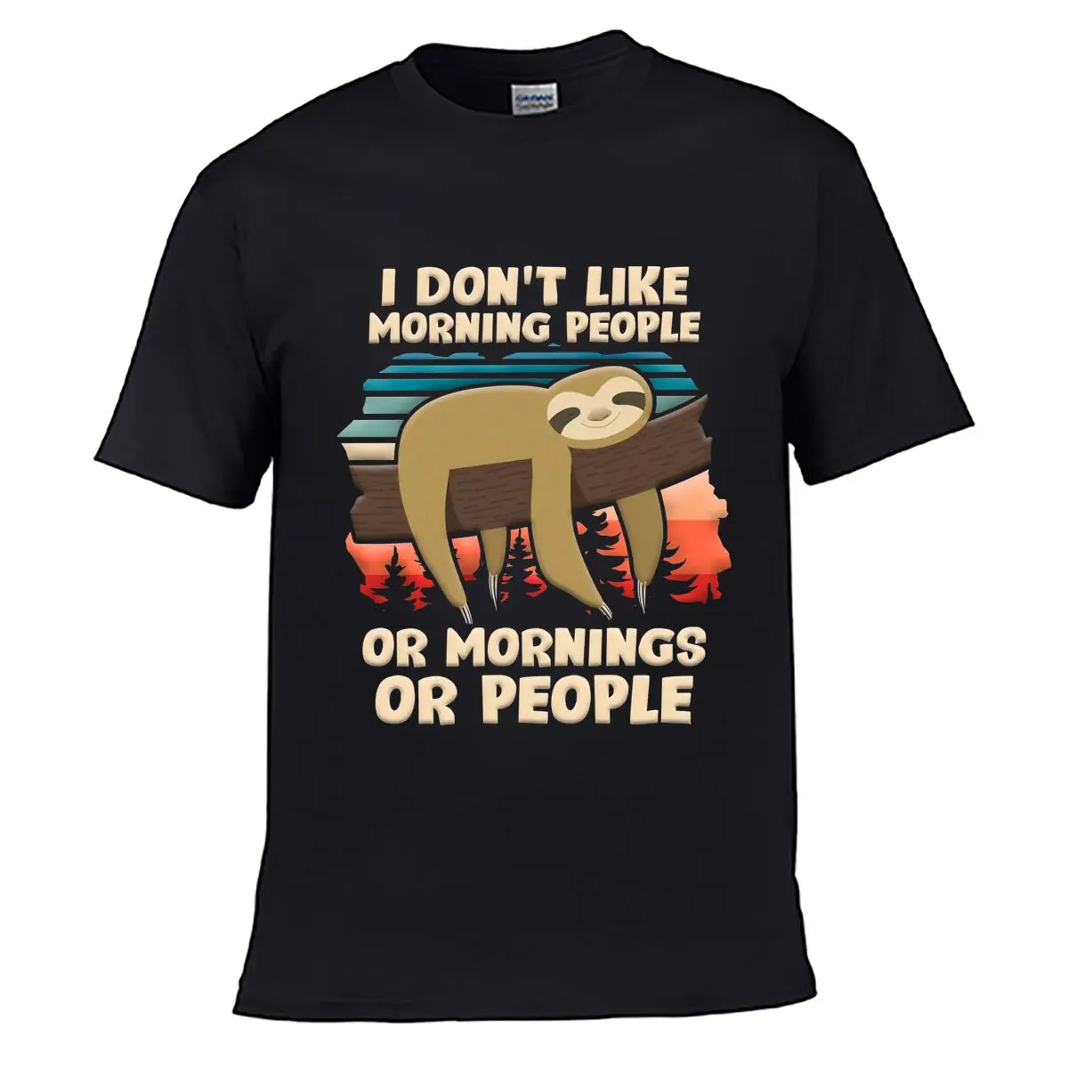 I Dont Like Morning People Sloth Street Distressed Washed Loose Simple Tee