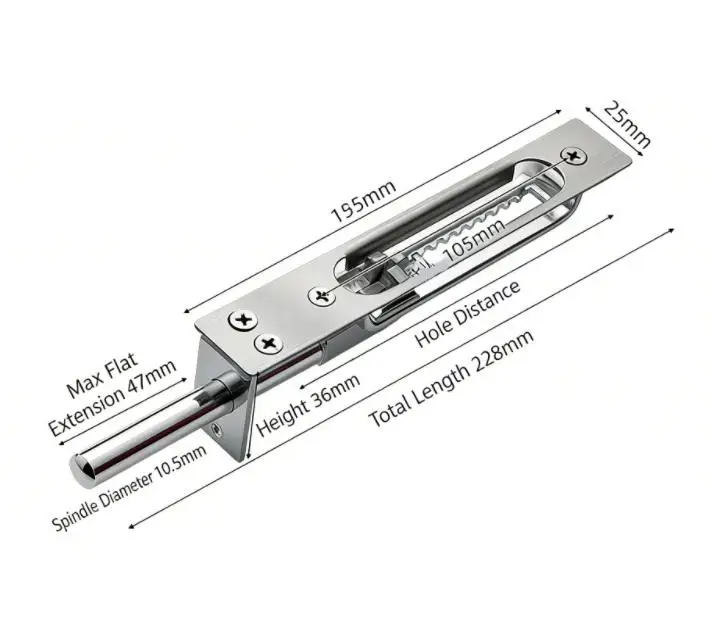 

Засов из нержавеющей стали 6 дюймов, врезной, для деревянных и противопожарных дверей, 22.24x0.98x1.42 дюйма, универсальное применение
