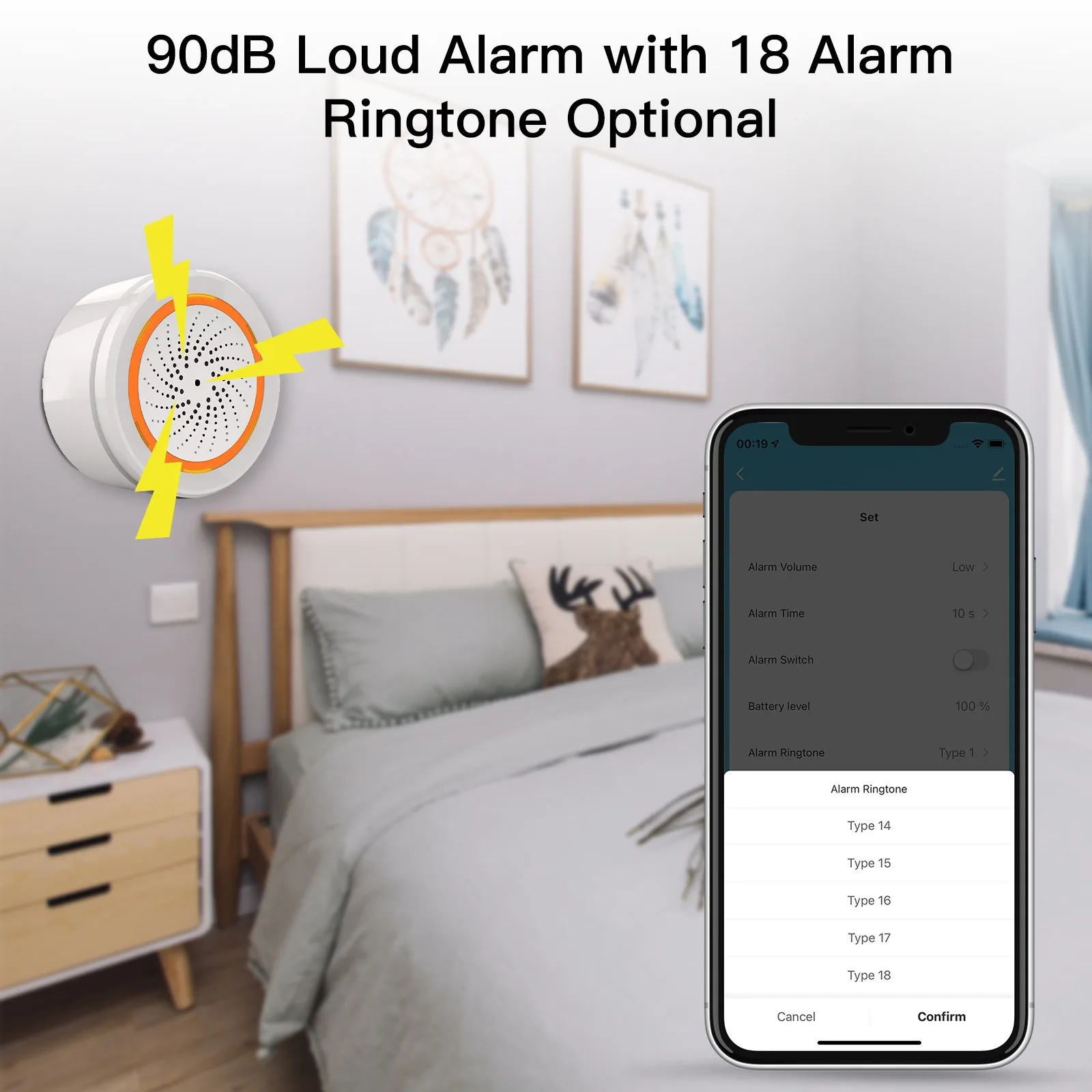 ZigBee Tuya/WiFi Sensor sirene cahaya dan suara pintar 90dB sistem keamanan rumah sirene kehidupan pintar melalui Hub Gateway, digunakan dengan Alexa