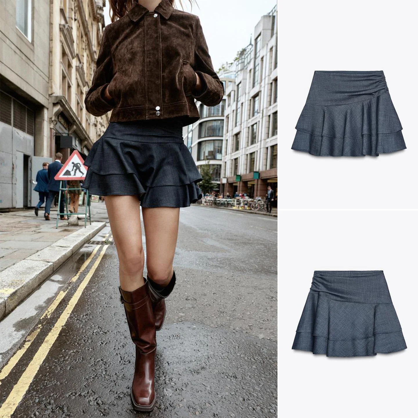 

Осенние новые женские повседневные декоративные многослойные юбки с высокой талией, брюки, дизайн Sense, простые женские брюки из полиэфирного волокна