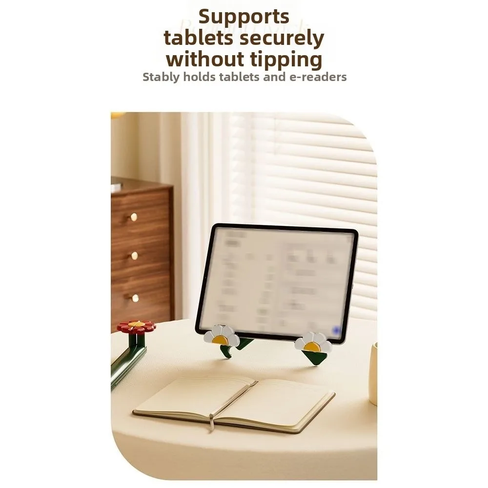 Cute Flower Learning Reading Bookshelf Portable Folding Cookbook Holder Display Rack for Book Music Score Tablet