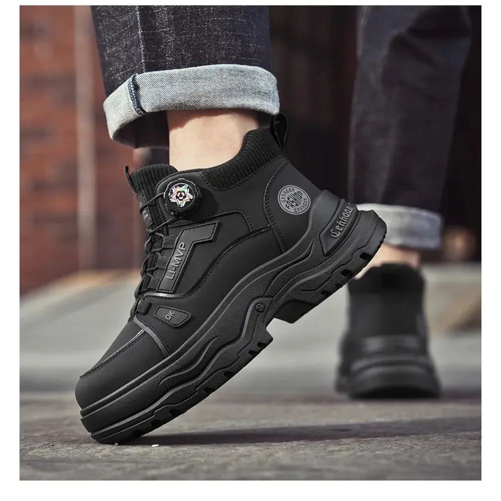 Herbst Männer High Top Stiefel 2025, Outdoor Stiefeletten Bequeme Casual Männliche Stiefeletten Wandern Outdoor Turnschuhe Botas Para Hombre