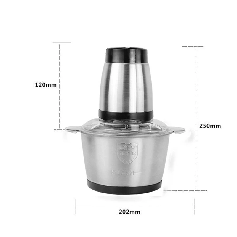 Food Chopper Stainless Steel 2L Electrical Food Processor Meat Grinder Blender Mixer Machine Kitchen Appliances,EU Plug