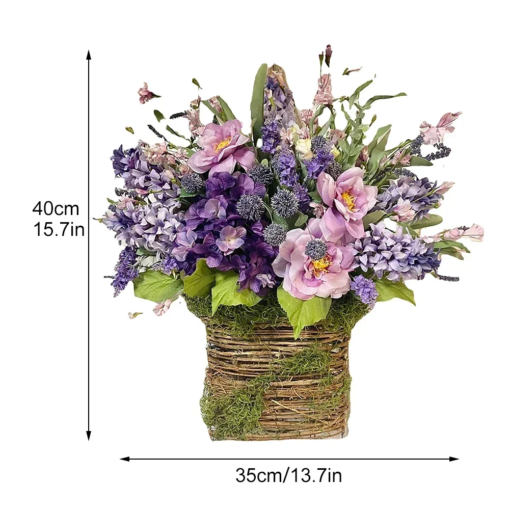 Wild Flower Door Hangers Front Door Flower Wreaths Offices Balconies Artificial Basket Door Hangers Lavender Wreath