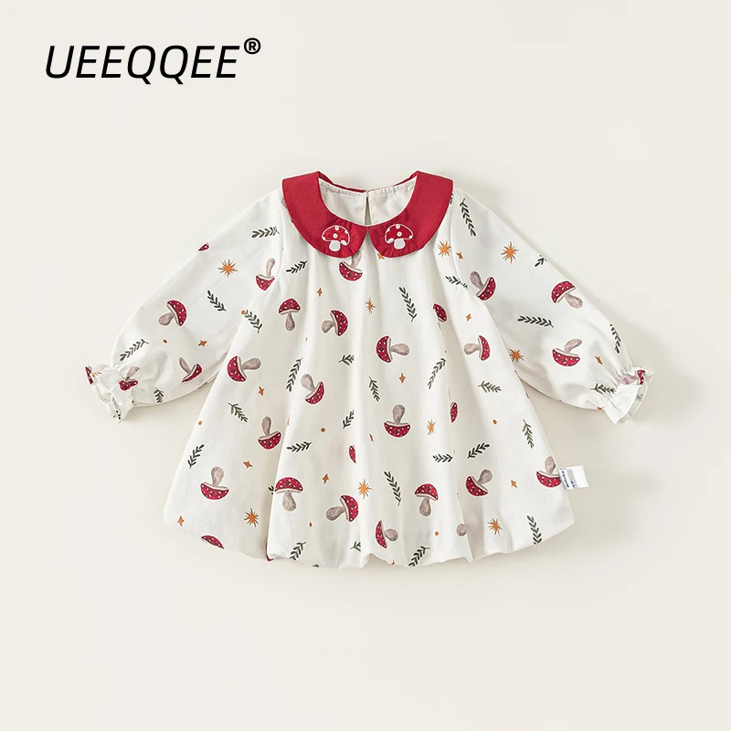 

Spring Autumn Children Dresses 1-10Y Girls Cotton Patchwork Cartoon Long Sleeve Princess Dress Korean Toddler Wear Kids Clothing