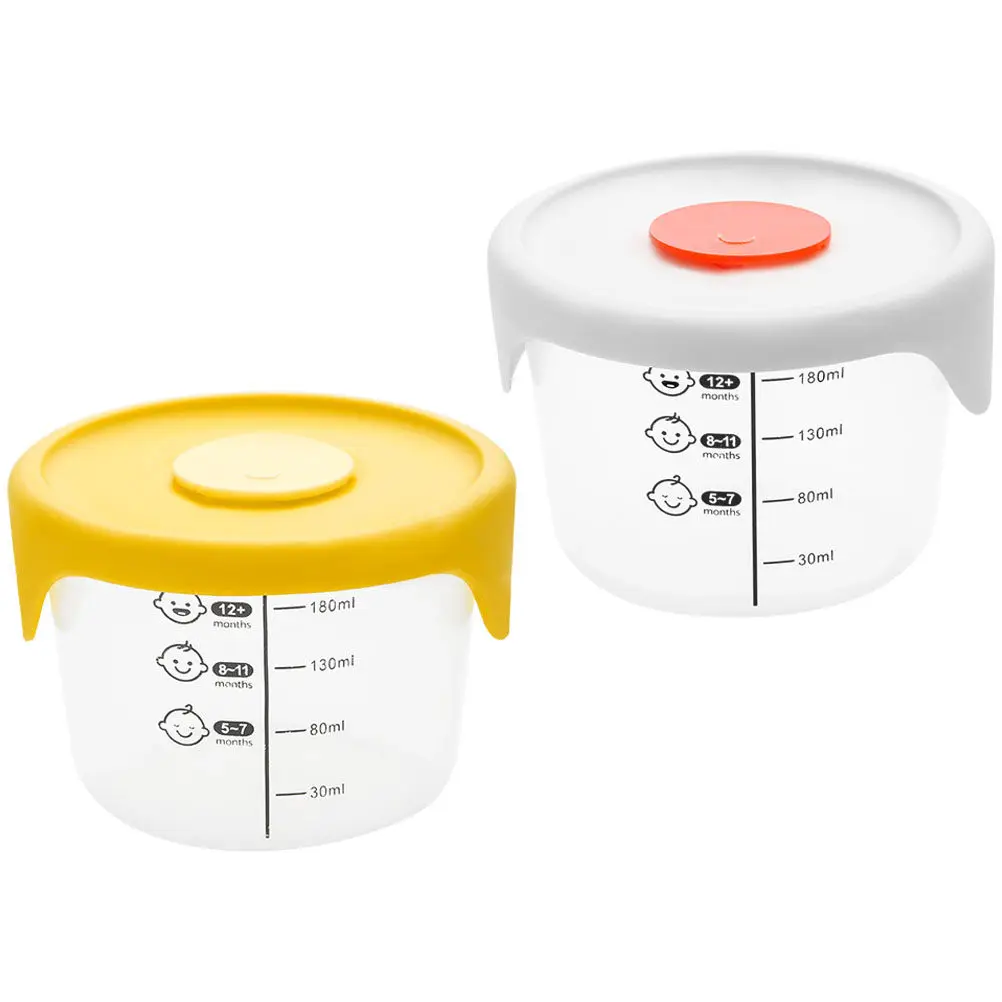 

2Pcs Baby Food Containers Leakproof Small Storage Boxes PP Silicone Microwave Safe Infant Complementary Food Bowls