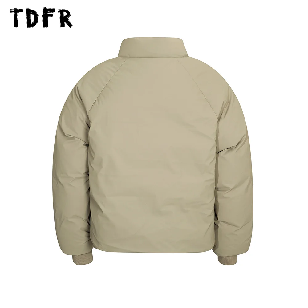 Solid Color Raglan Sleeve Bread Jacket Mens Casual Simple Winter Thick Stand Collar Long Sleeve Drawstring Hem Padded Jacket