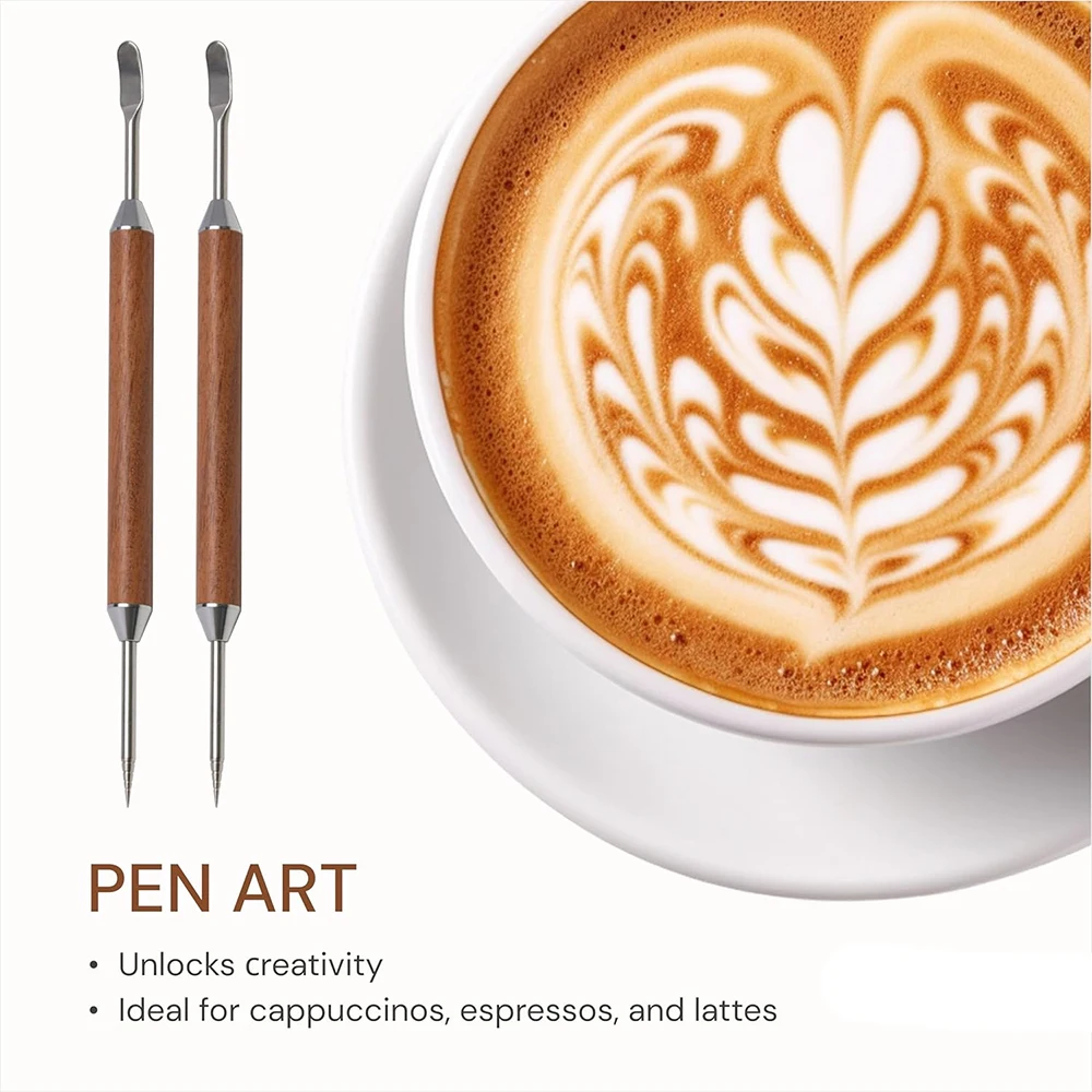 LMETJMA Coffee Latte Art Pen Stainless Steel Spice Cappuccino Pull Needle Latte Coffee Decorative Art Pen Coffe Spice Pen JT291