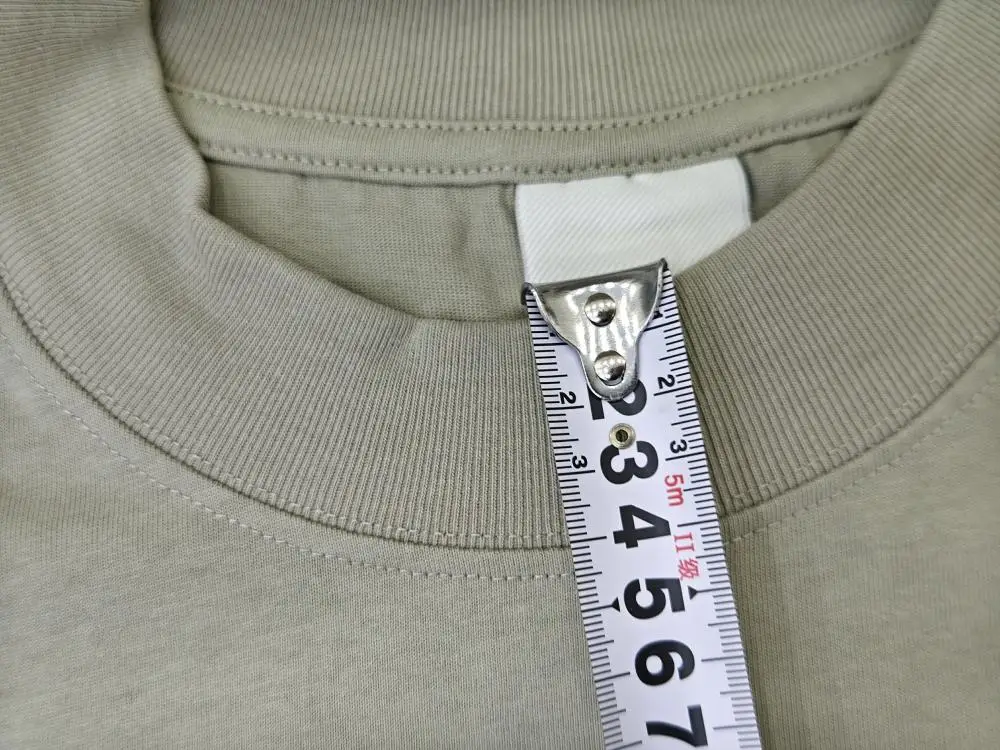 Custom LOGO Image 280gsm 4cm High Thick Neck T Shirt Men Drop Shoulder Oversized Causal O-neck Basic High Quality Heavy Weight image 2